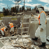 Strike Teams were led by Team Rubicon Volunteers and staffed by local contractors trained by Team Rubicon to work in Haz Mat Level C protection. Photo Credit: Jeremy Hinen, Team Rubicon USA